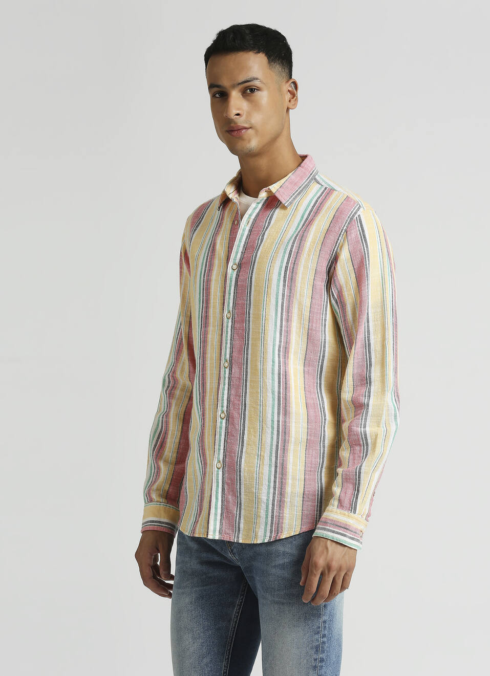 Yellow Stripes Yarn Dyed Long Sleeve Shirt, , large image number 3