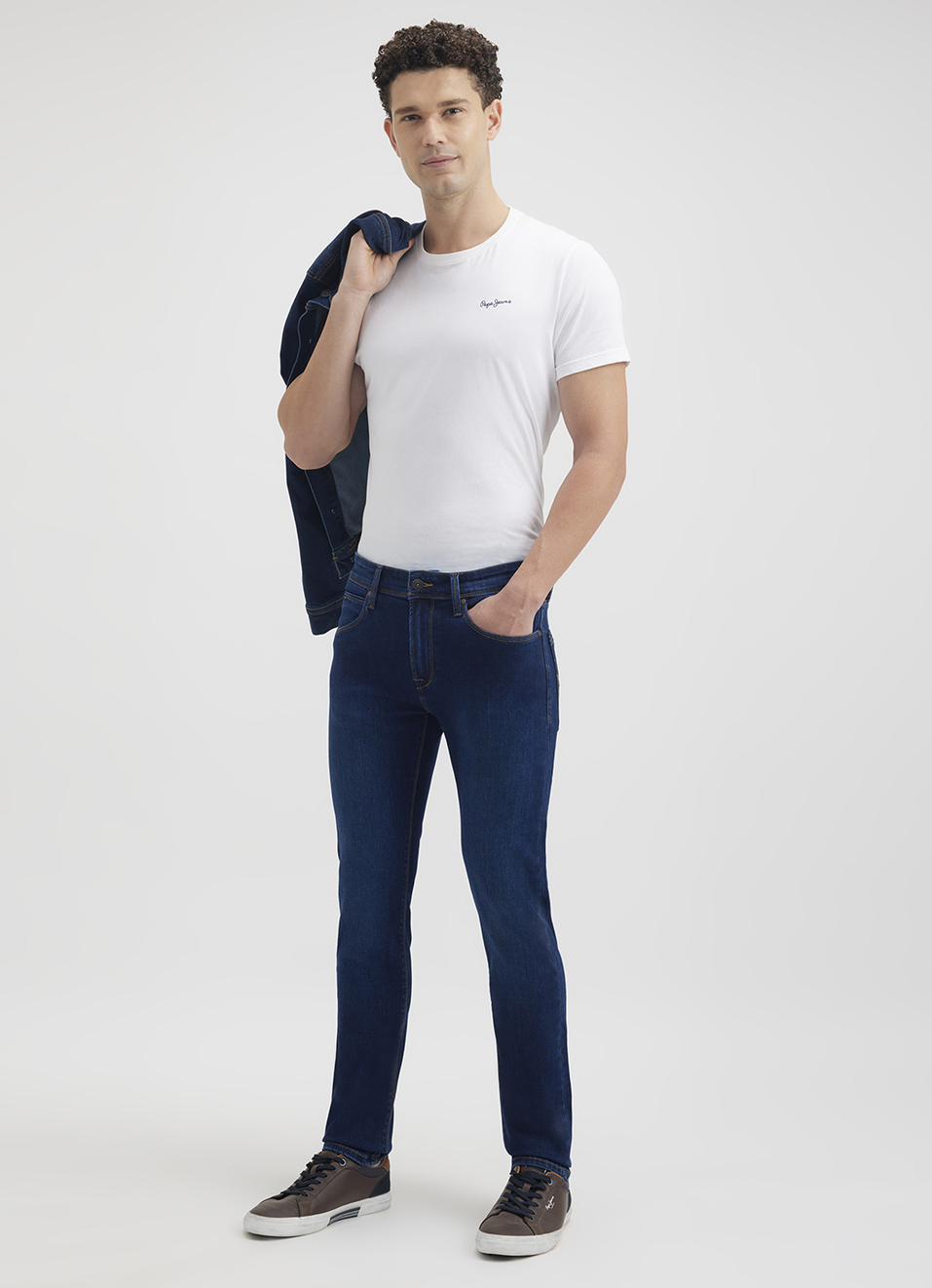 Men Blue Low Rise Tapered Powerflex Extra Stretchable Jeans, , large image number 1