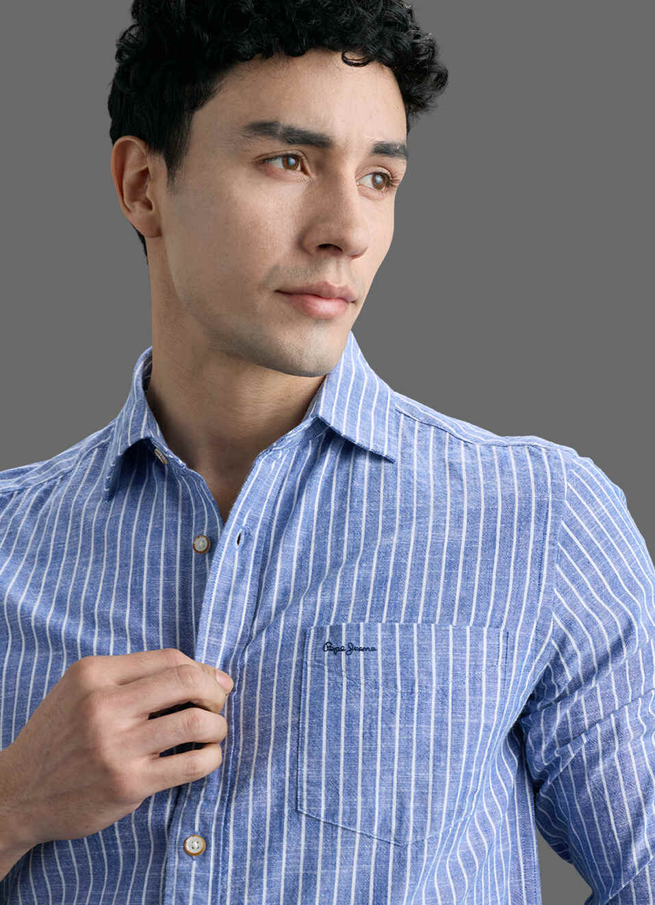 Men Blue Striped Long Sleeve Shirt, , large image number 4