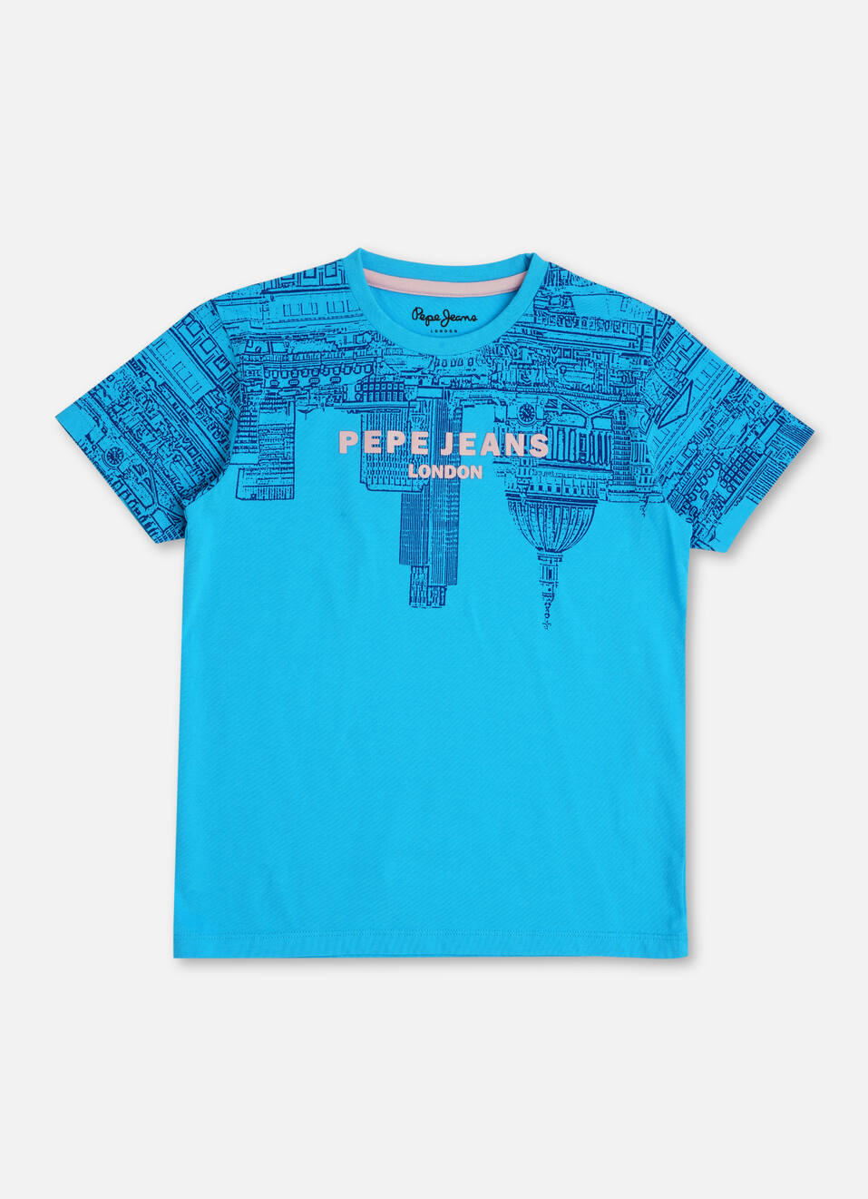 Boys French Blue London City Inspired Print Short Sleeve T-shirt, , large image number 0