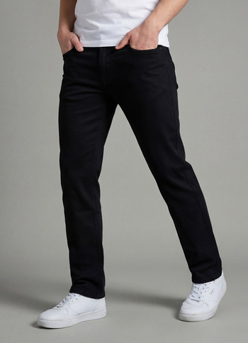 Men Black Mid Rise Straight Structured Jeans