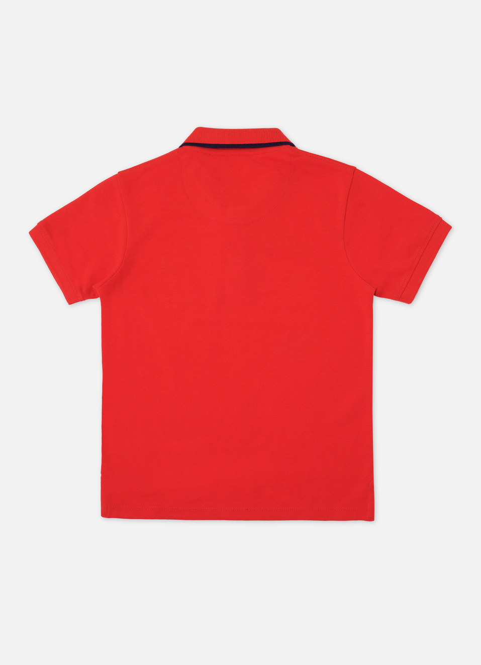 Boys Red Ribbed Collar Short Sleeve Polo, , large image number 1