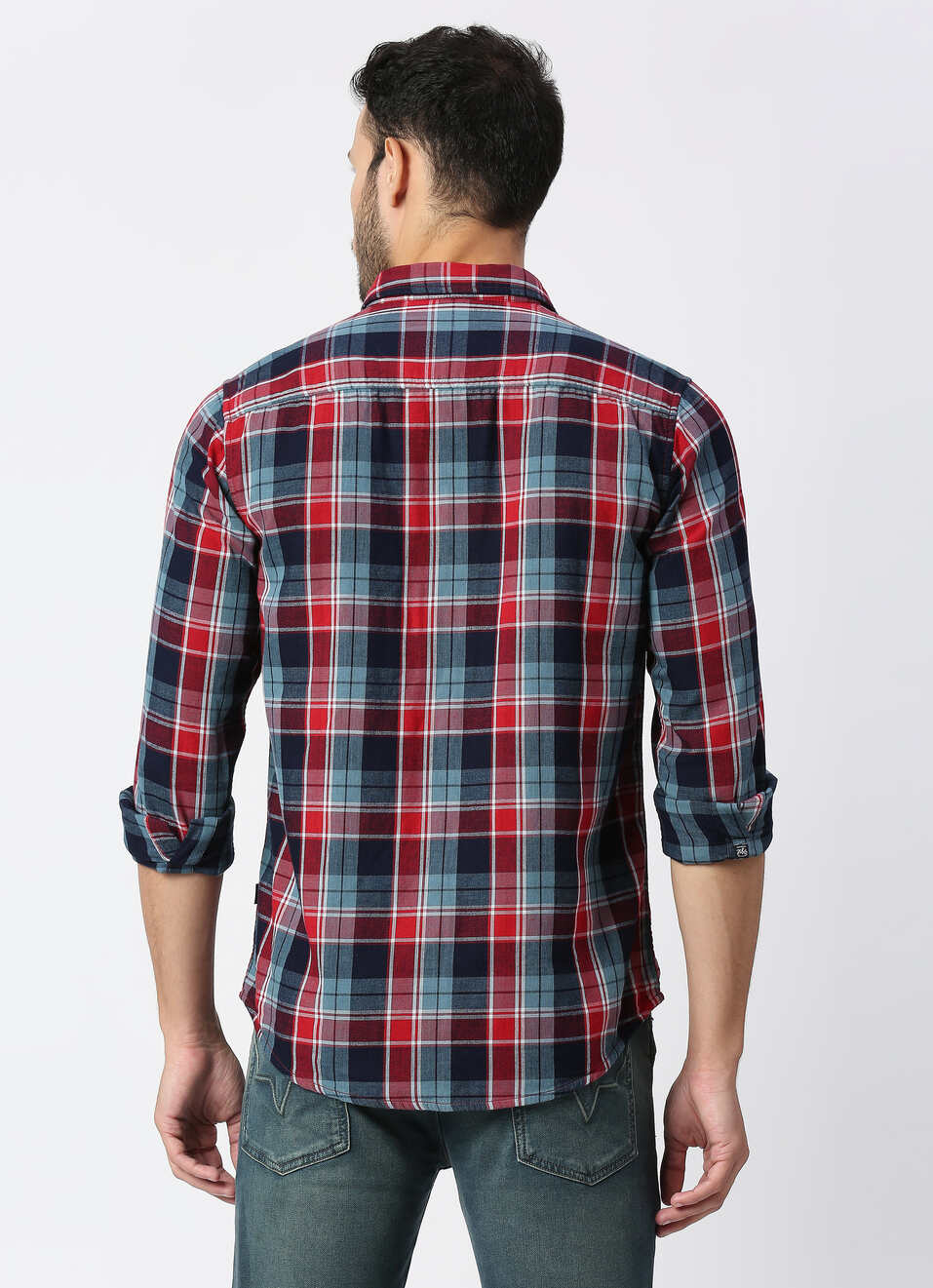 Maxime Reversible Indigo Checks Shirt, , large image number 5