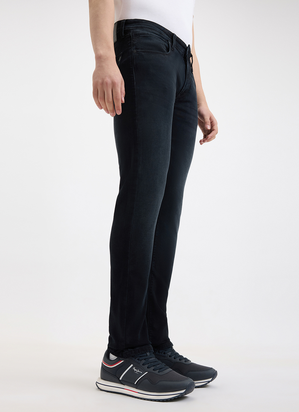 Men Black Mid Rise Slim Structured Jeans, , large image number 6
