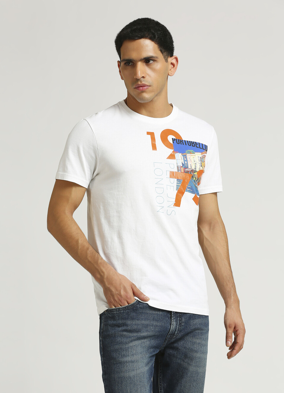 White Photographic Print Short Sleeve T-shirt, , large image number 0