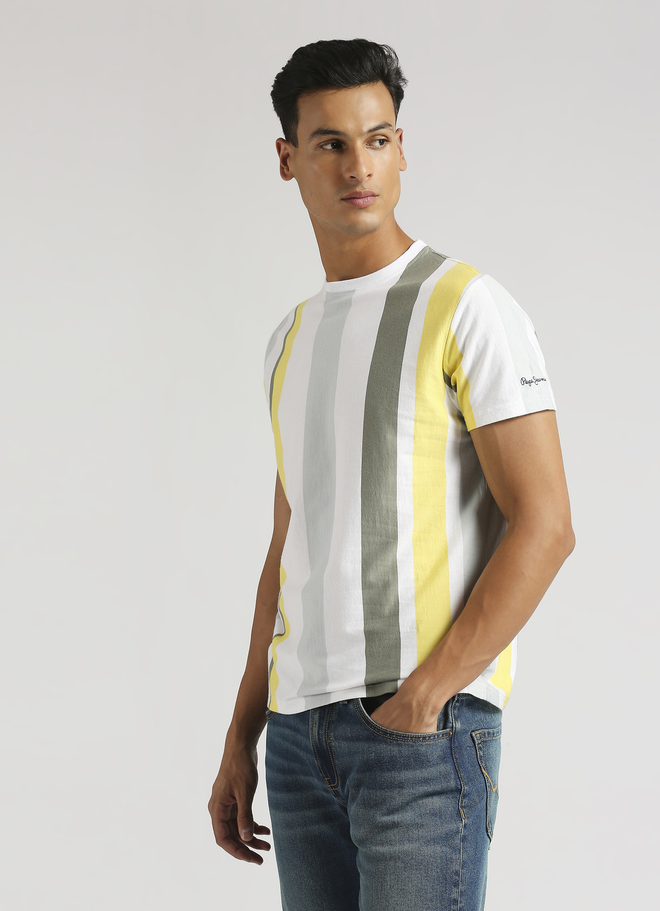 Yellow Trendy Striper T-shirt, , large image number 0