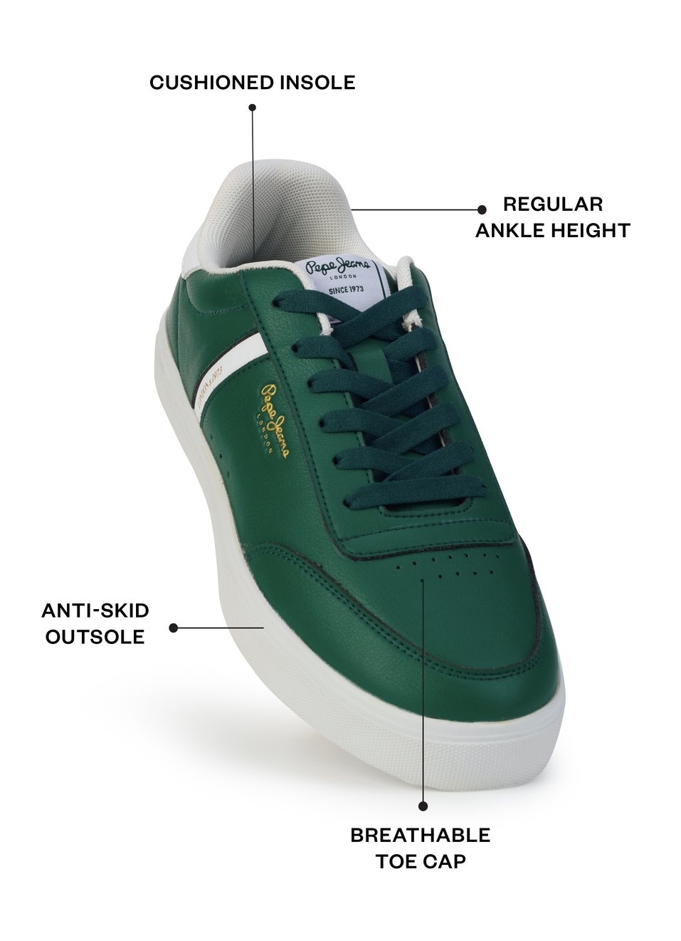 Men Green Colorblock Pu Lace-up Sneakers, , large image number 1
