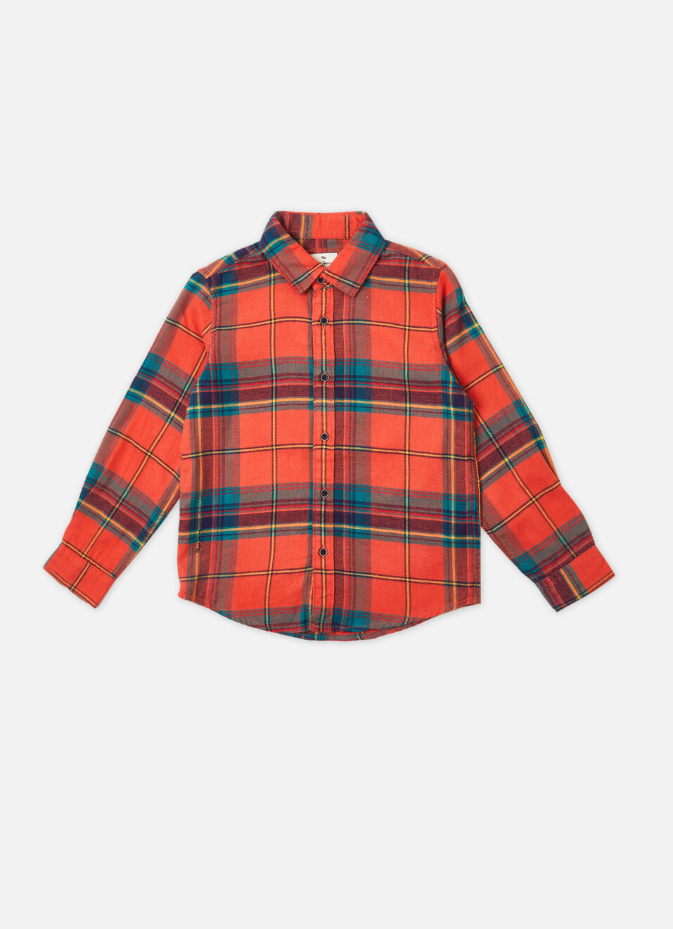 Boys Orange Check Full Sleeve Shirt, , large image number 0