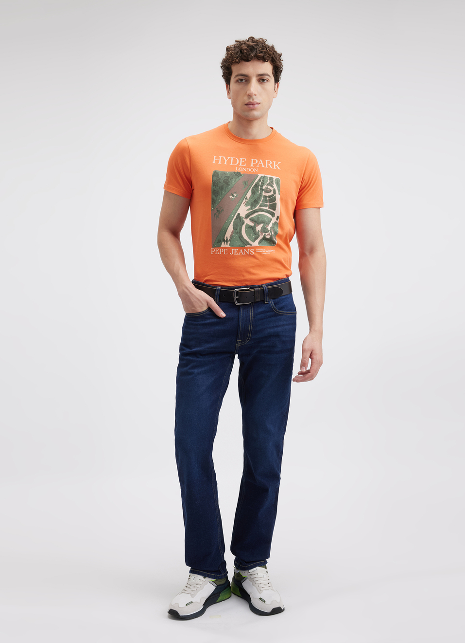 Men Orange Graphic Print Short Sleeve T-shirt, , large image number 5