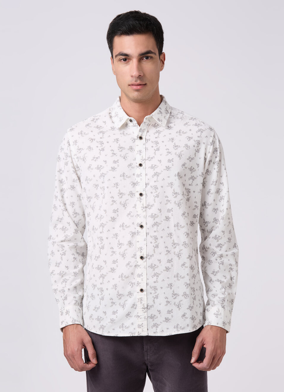 Men Off White Printed Shirt, , large image number 1