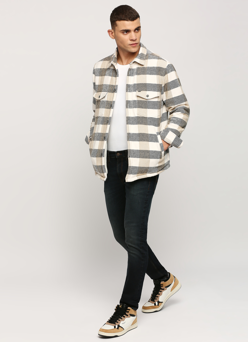 Ecru Checks Long Sleeve Shirt, , large image number 7