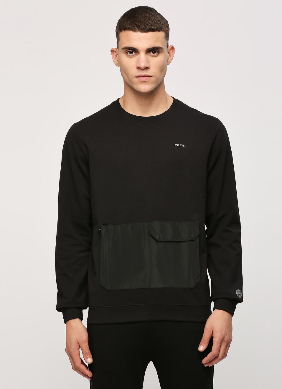 Black Long Sleeve Stretch Sweatshirt, , large image number 1