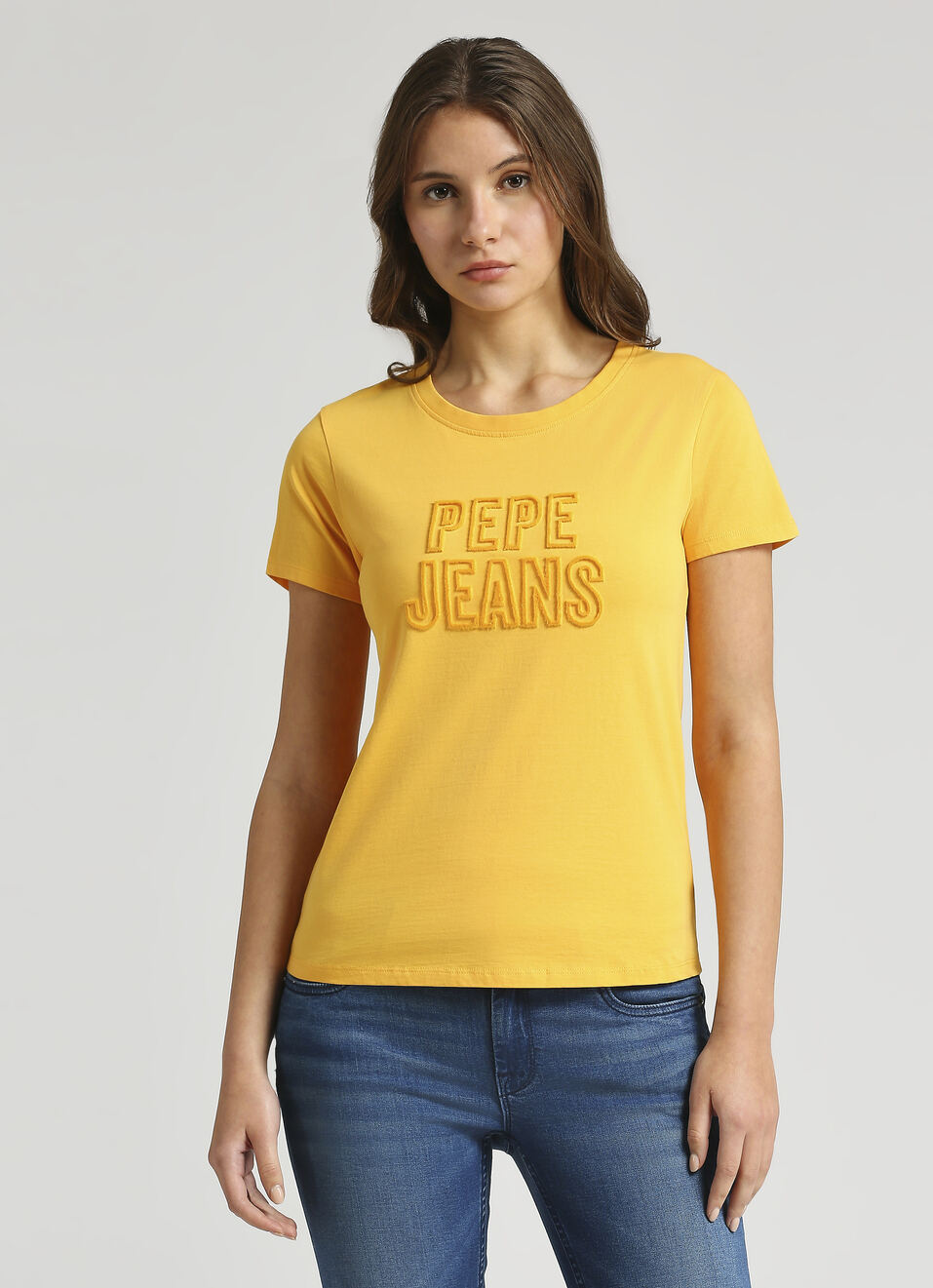 Yellow Spike Embroidery Short Sleeve T-shirt, , large image number 1
