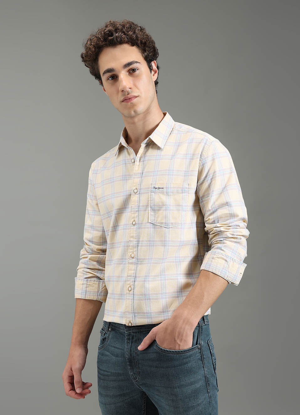 Men Yellow Checks Full Sleeves Shirt, , large image number 0