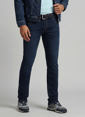 Vapour Dark Blue Mid Rise Slim Fit Jeans