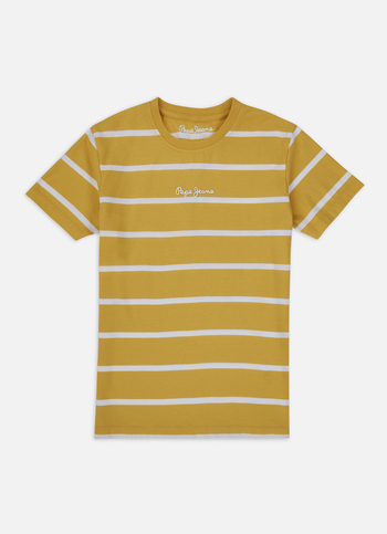 Boys Yellow Vertical Stripe Short Sleeve T-shirt
