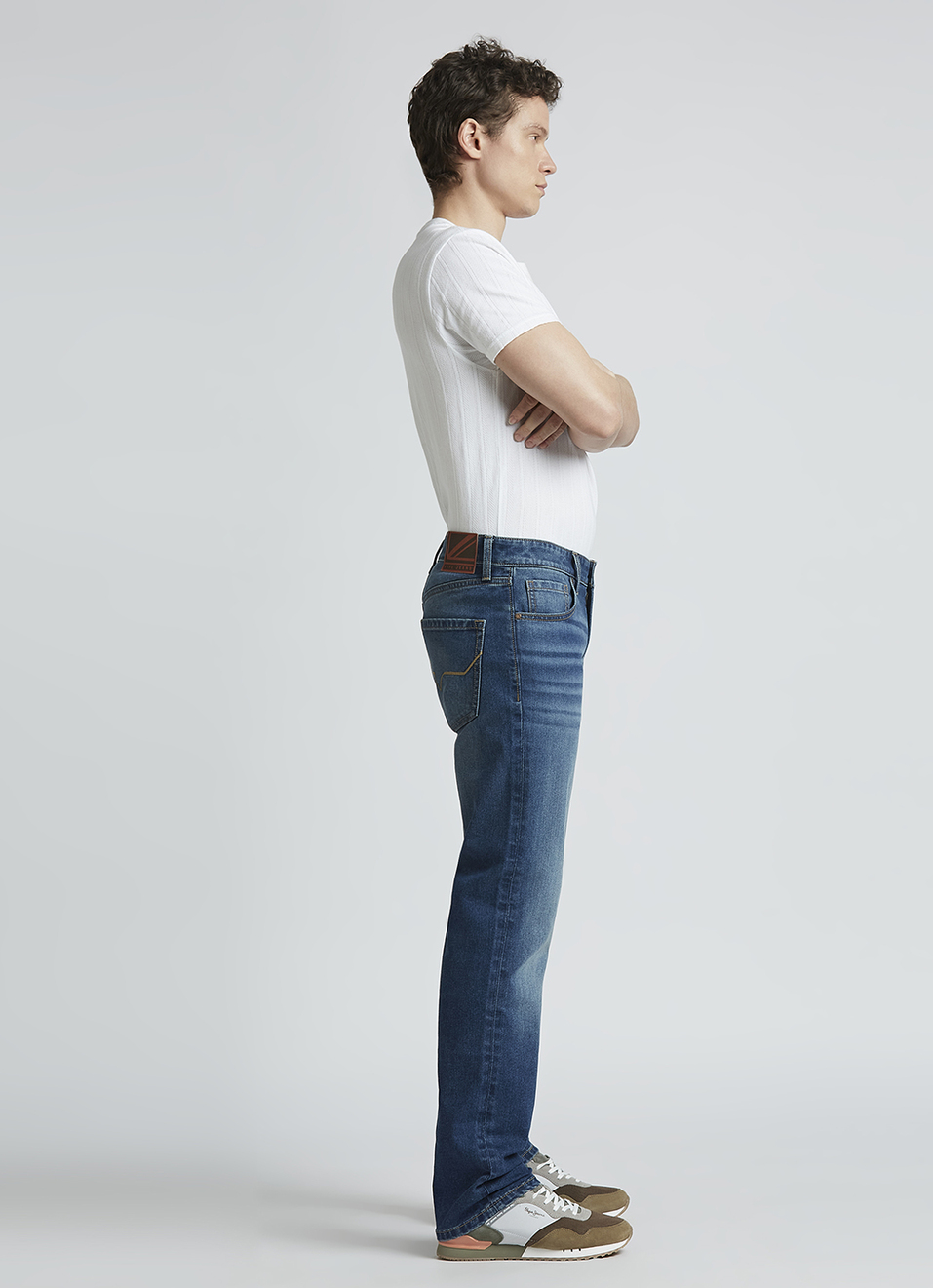 Holborne Blue Mid Rise Straight Jeans, , large image number 5