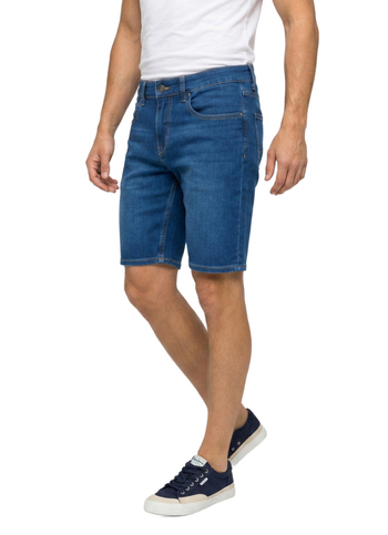 Men Blue Slim Fit Mid Rise Stretchable Denim Shorts