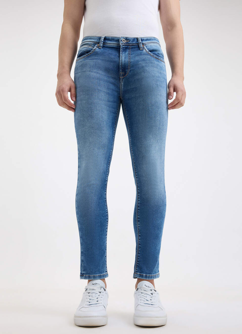Men Blue Skinny Fit Mid Rise Jogger Like Jeans, , large image number 2