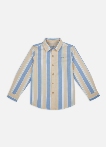 Boys Yellow Vertical Stripe Full Sleeve Oxford Shirt