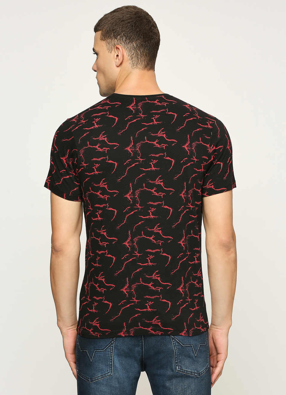 Black Graphic Print Short Sleeve T-shirt, , large image number 2
