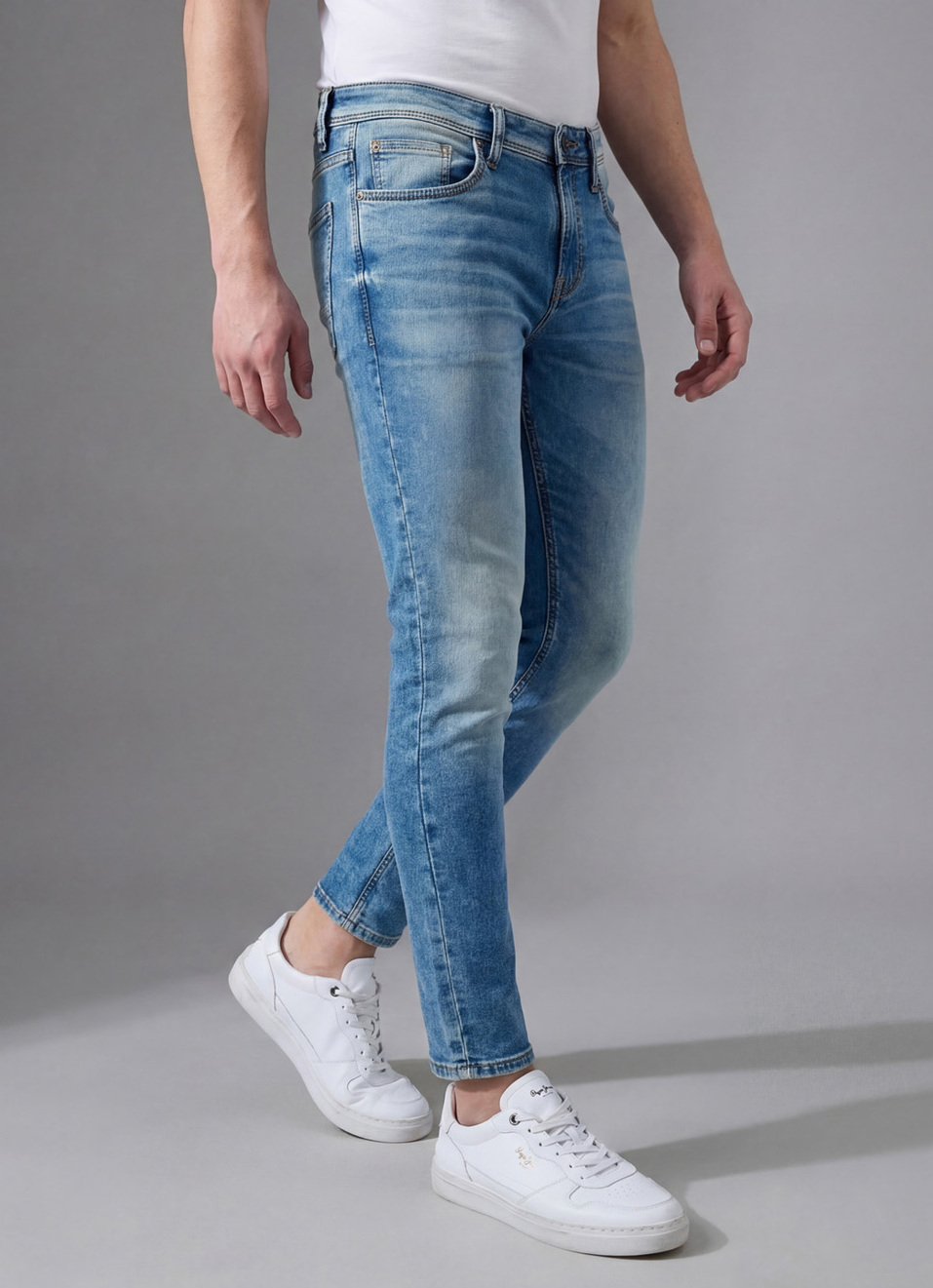 Men Blue Mid Rise Skinny Ankle Length Gymindigo Jogger Like Jeans, , large image number 0