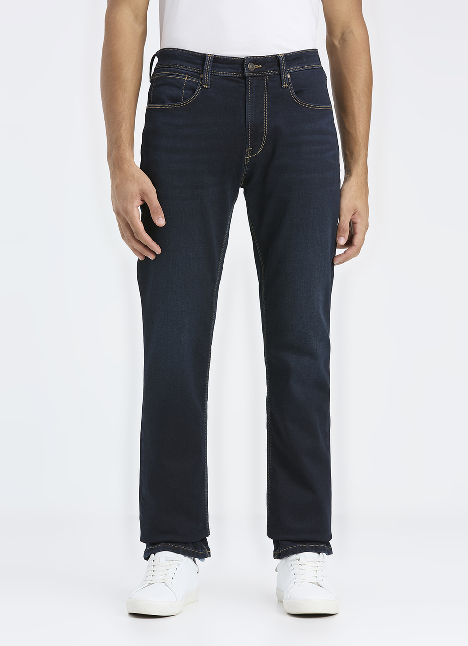 Men Blue Mid Rise Straight Fit Jeans, , large image number 2