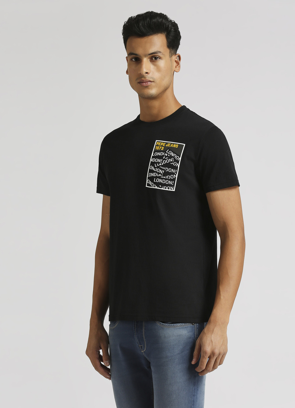 Black Brand Print Short Sleeve T-shirt, , large image number 3
