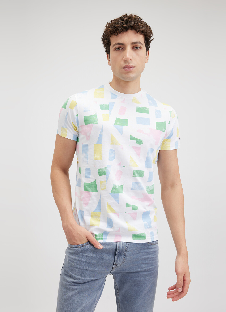 Men White Graphic Print Short Sleeve T-shirt, , large image number 1