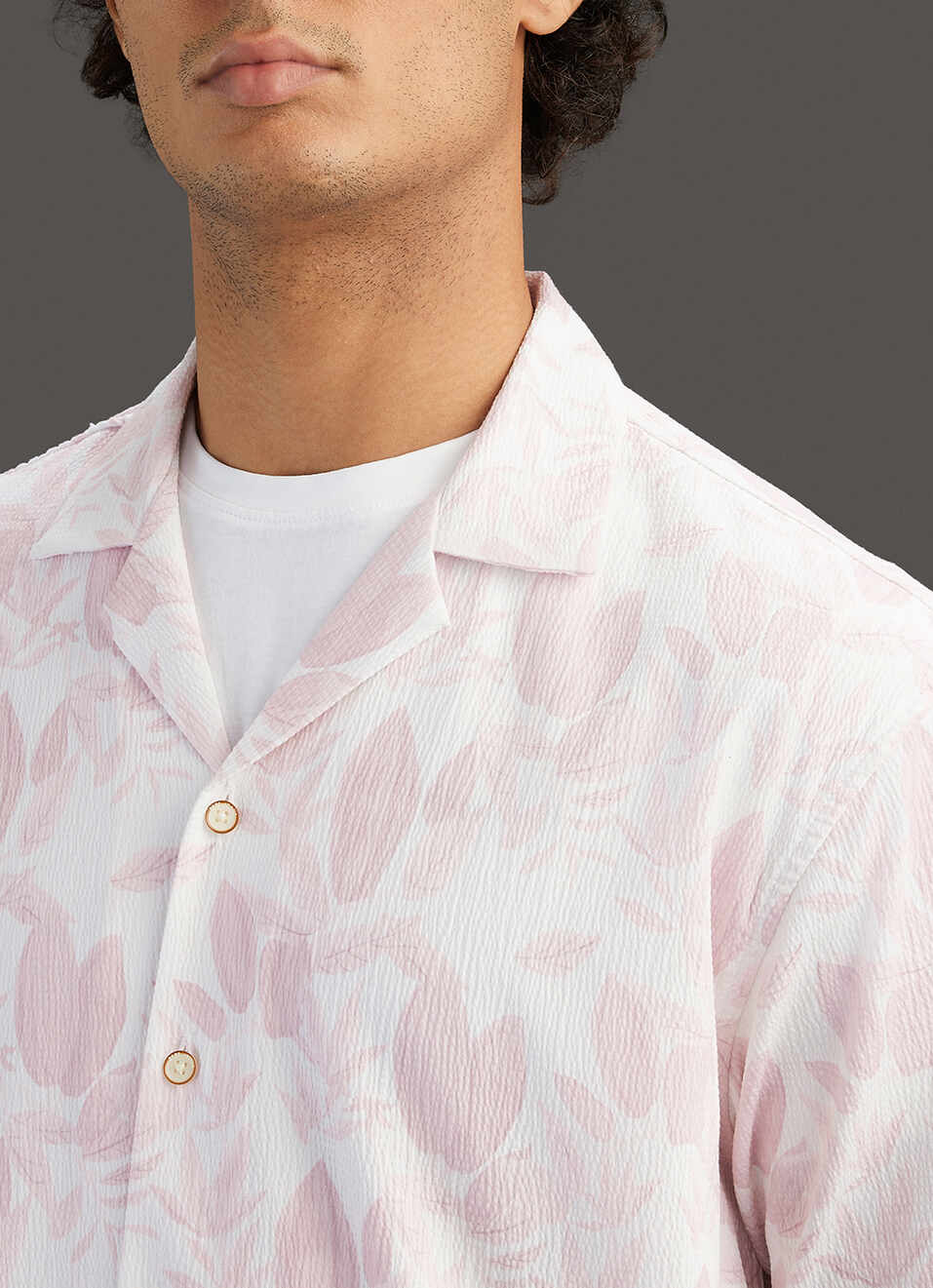Men Pink Printed Relaxed Fit Resort Collar Shirt, , large image number 1