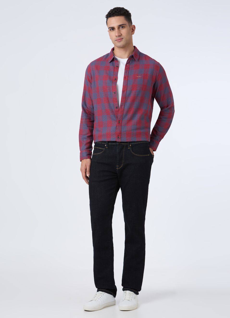 Men Red Check Full Sleeve Shirt, , large image number 5