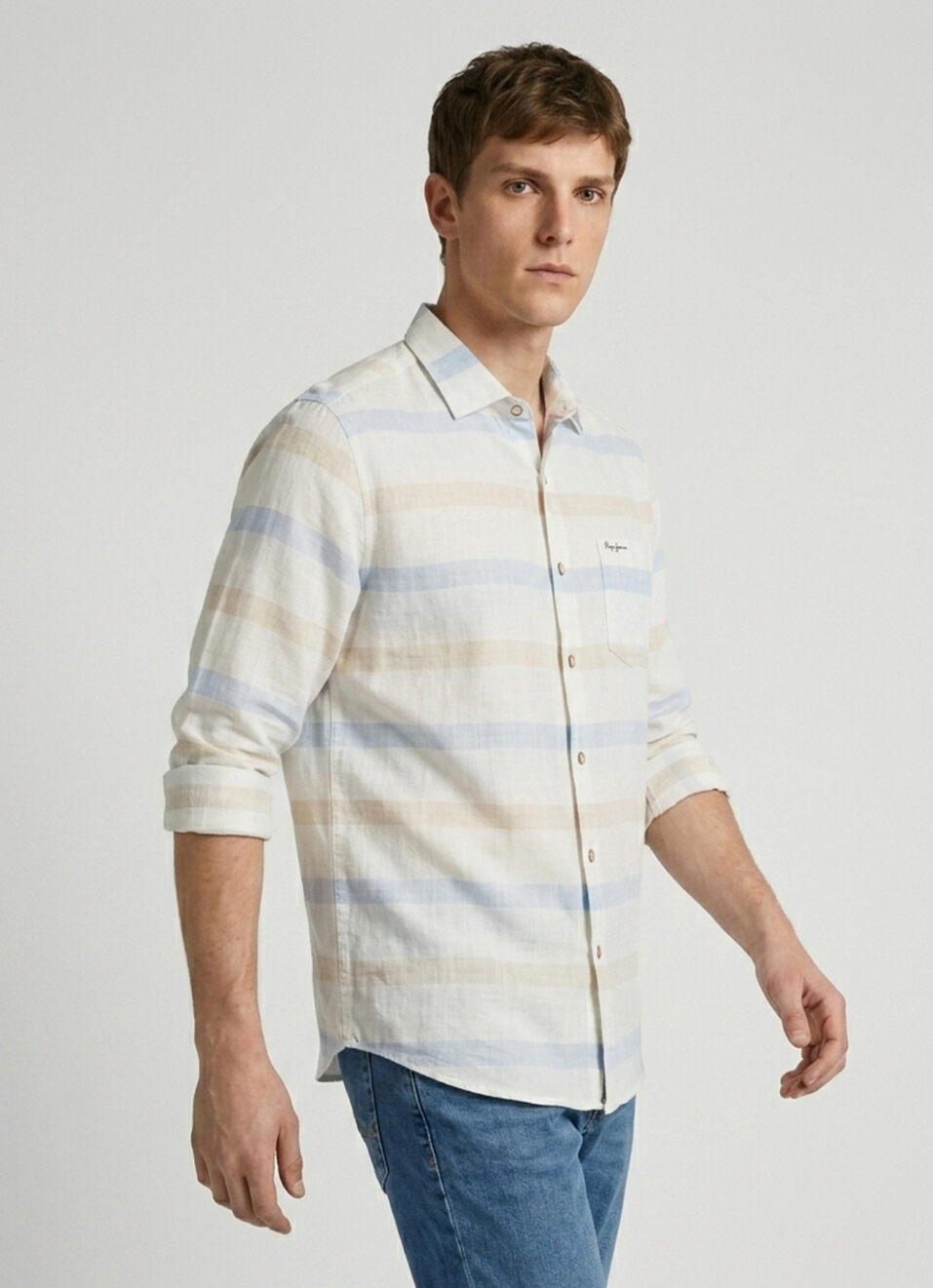Men Blue Striped Long Sleeve Shirt, , large image number 3
