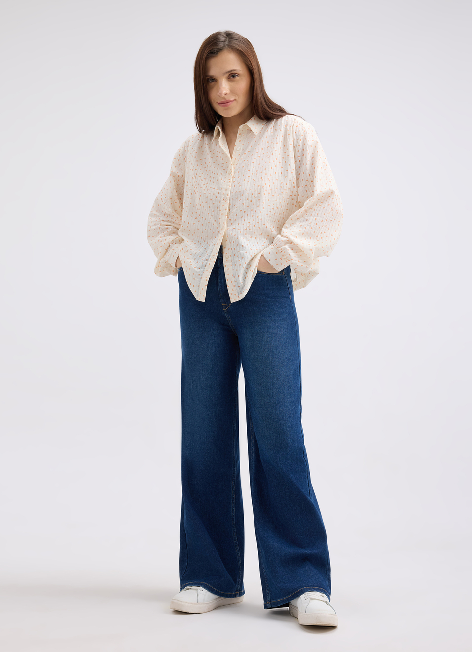 Women Off White Polka Dot Full Sleeve Shirt, , large image number 5