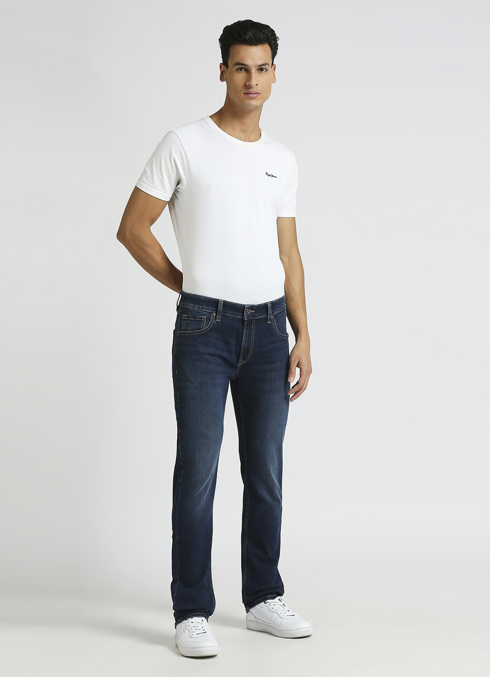 Vapour Dark Blue Mid Rise Slim Fit Jeans, , large image number 1