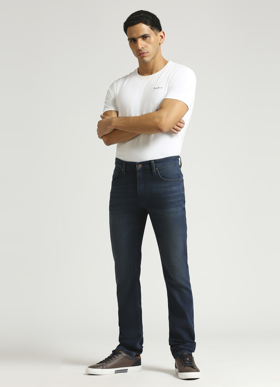 Vapour Dark Blue Mid Rise Skinny Fit Jeans, , large image number 5