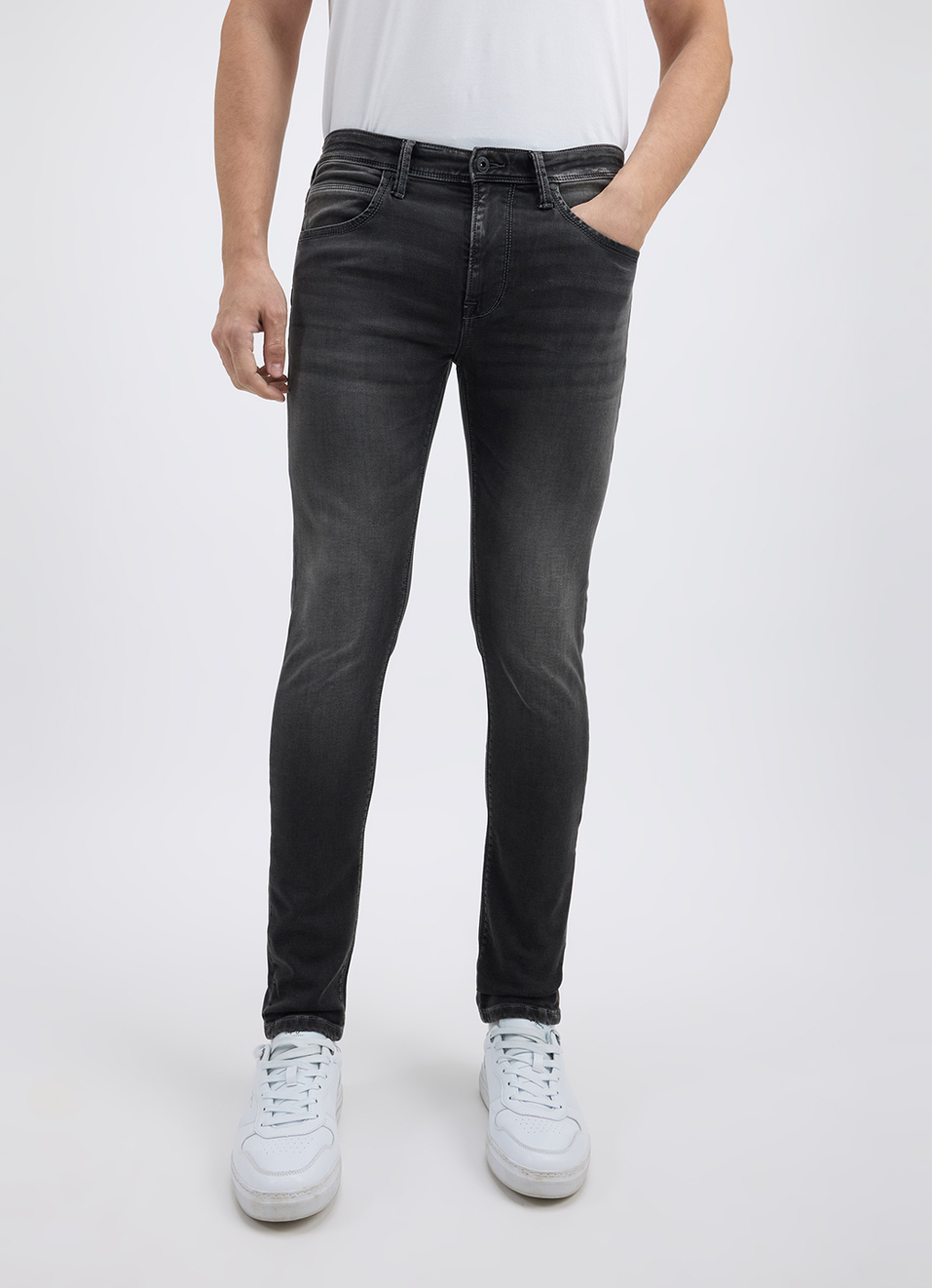 Men Black Mid Rise Tapered Gymindigo Jogger Like Jeans, , large image number 2