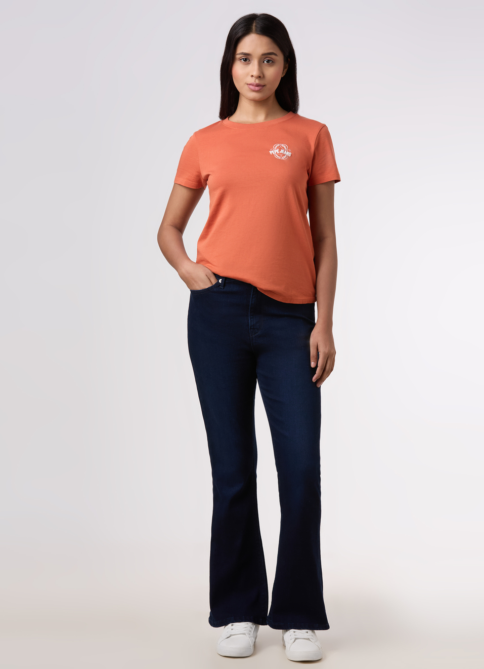 Women Orange Placement Print T-shirt, , large image number 5