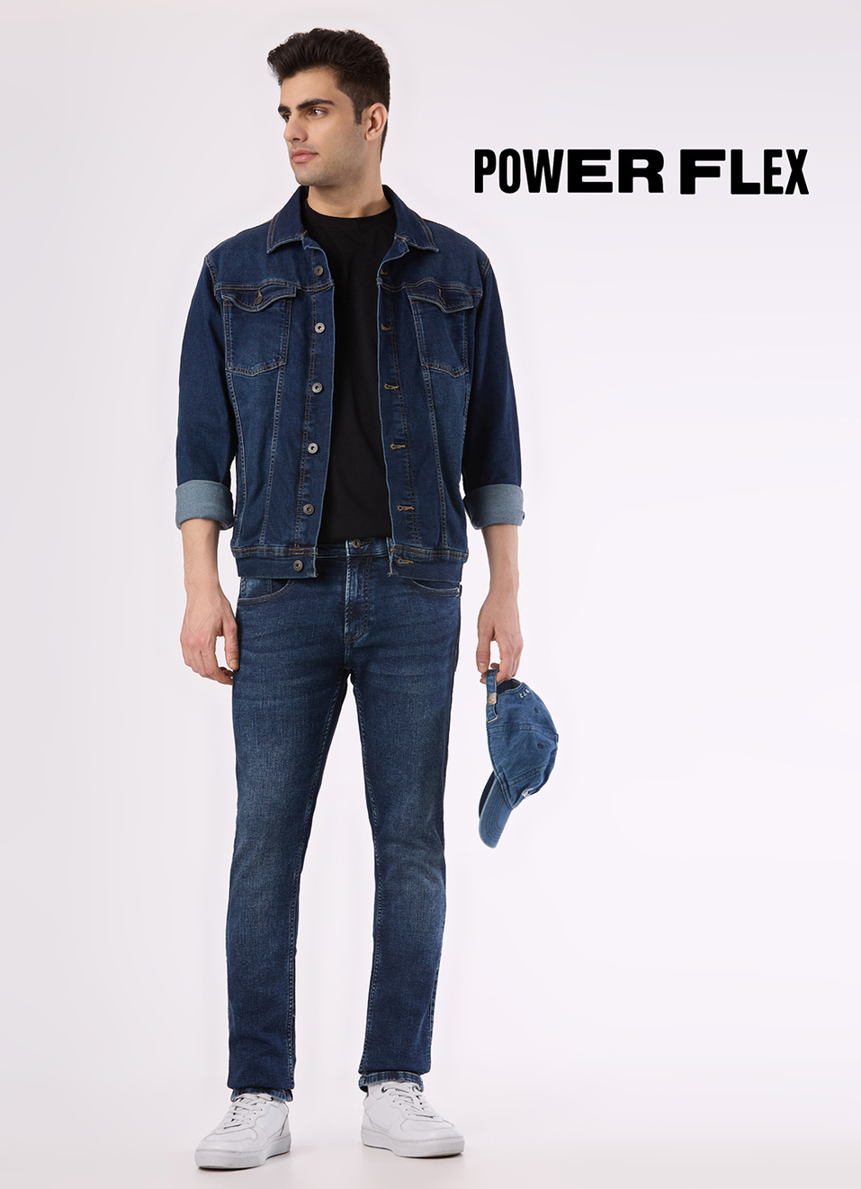 Men Blue Mid Rise Slim Fit Powerflex Jeans, , large image number 1