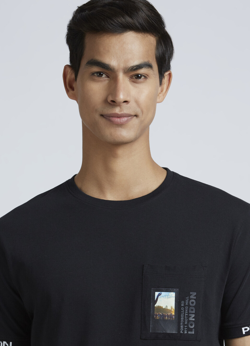 Black Photographic Print Short Sleeve T-shirt, , large image number 4
