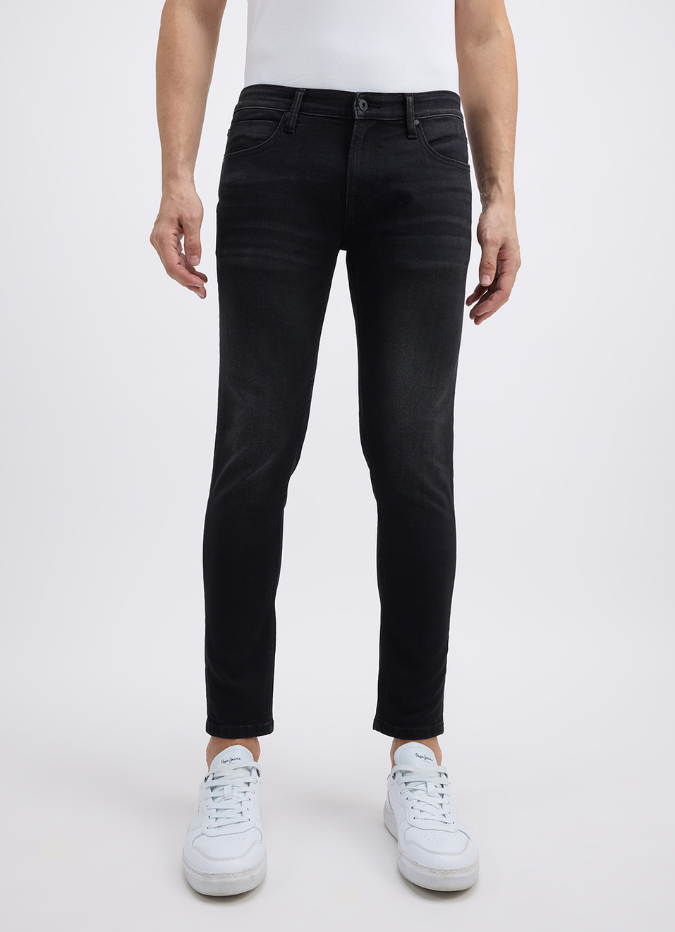 Men Black Skinny Fit Mid Rise Jeans, , large image number 2