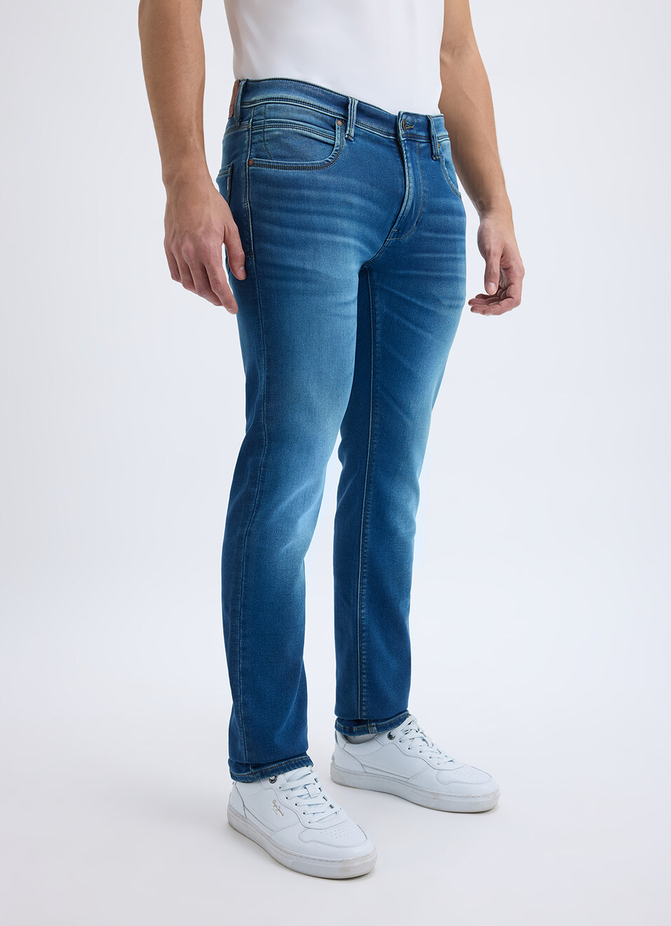 Men Green Mid Rise Slim Gymindigo Jogger Like Jeans, , large image number 5