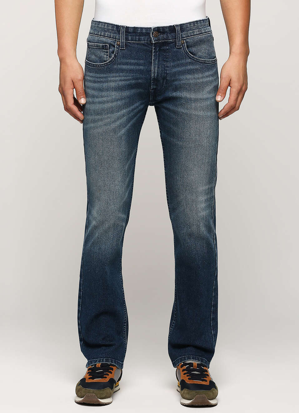 Holborne Dark Blue Mid Rise Straight Fit Jeans, , large image number 2
