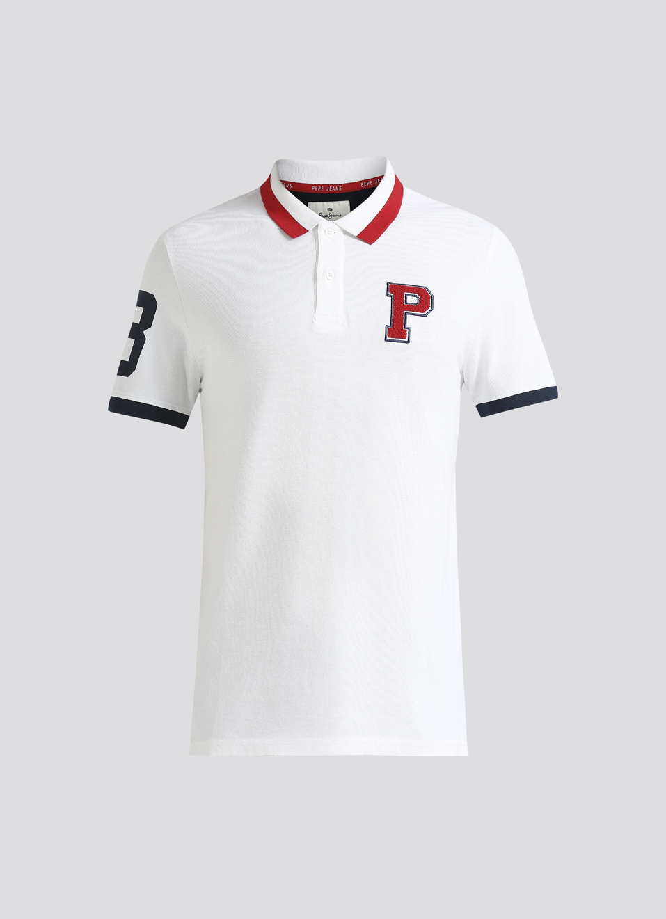 White Short Sleeve Varsity Polo, , large image number 6