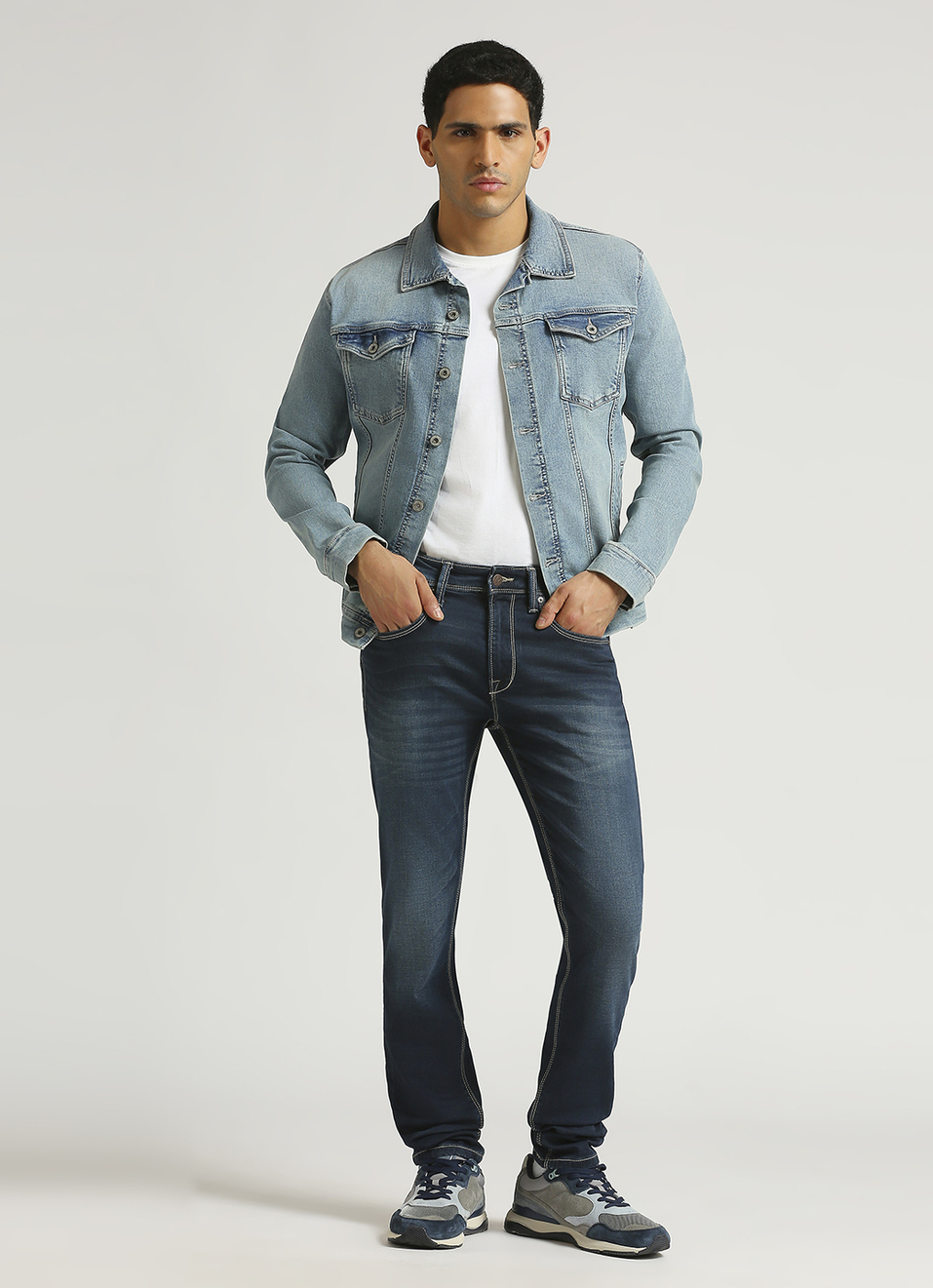 Vapour Dark Blue Low Rise Tapered Gymindigo Jeans, , large image number 1