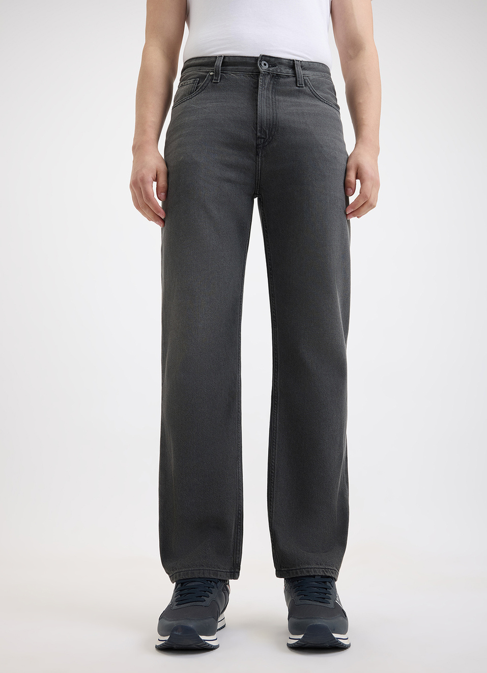 Men Grey Relaxed Fit Mid Rise Baggy Jeans , , large image number 6
