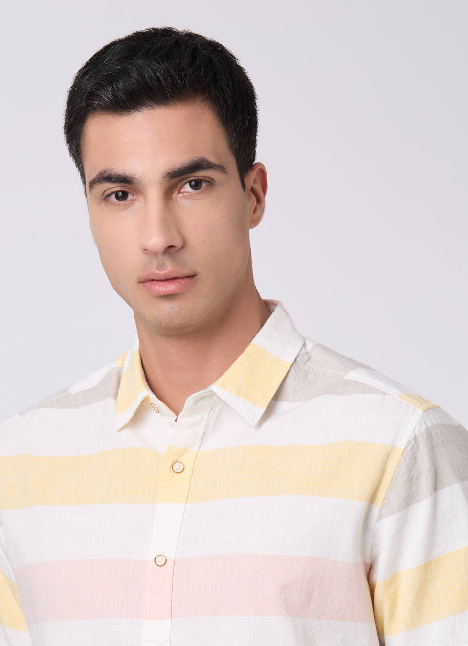 Men White Striped Shirt, , large image number 4