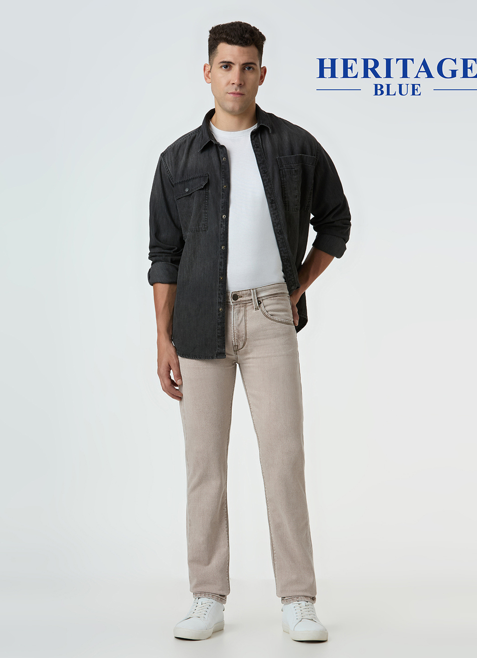Men Beige Mid Rise Slim Fit Stretchable Jeans, , large image number 1