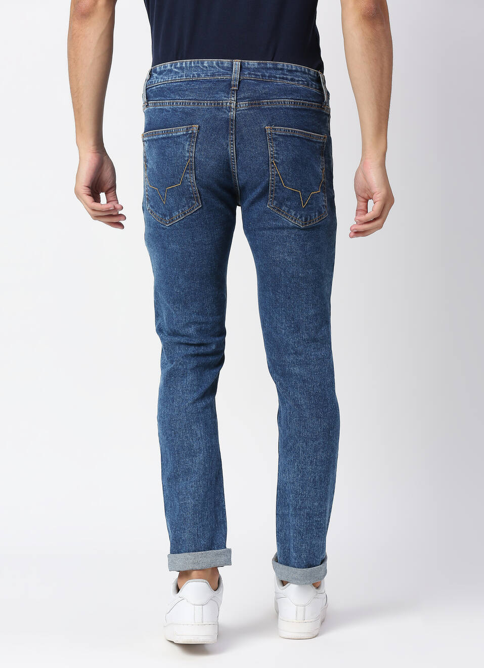 VAPOUR Mid Rise Jeans, Med Blue Denim, , large image number 1