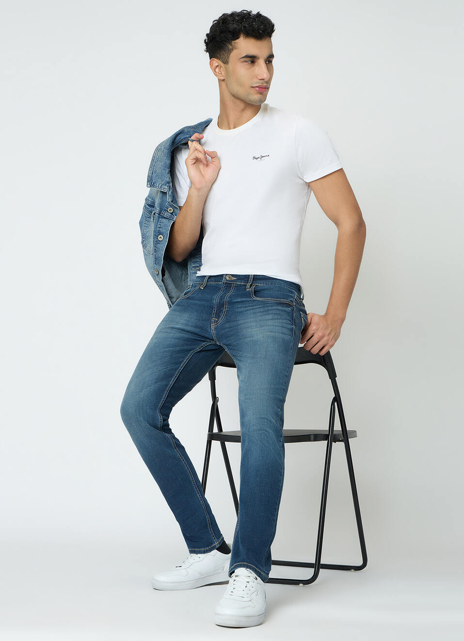 Men Green Slim Fit Stretchable Jeans, , large image number 1