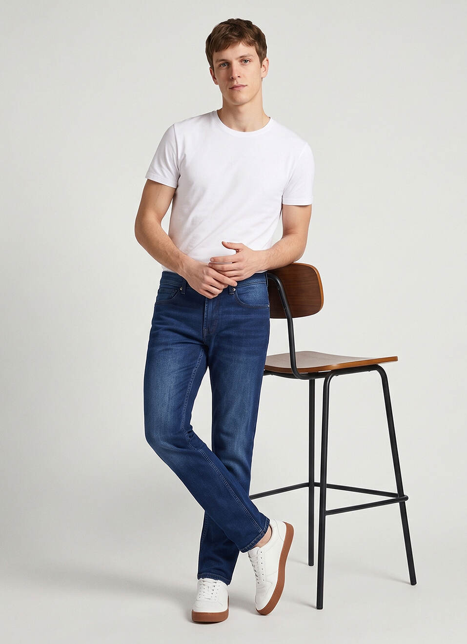 Men Dark Blue Slim Stretchable Jeans, , large image number 1